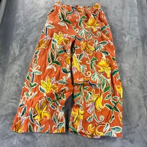 Rachel Roy Women's S Floral Wide Leg Cropped Pants Linen Statement Pants Boho